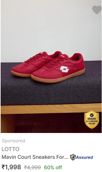 Example search result listing on Flipkart for keyword "sneakers"
